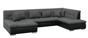 סלון פינתי דגם אריזונה בצורת ח - סלון פינתי גדול נפתח למיטה עם ארגז מצעים בגודל 346 על 240 על 170 , מגיע עם מגוון כריות לנוחות נוספת הסלון עשוי מעץ מלא על רגליים , בדים איכותיים