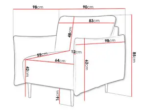 כורסא מעוצבת רחבה דגם לאמבי רוחב 90 סמ כולל ידיות על רגליים גבוהות מגיעה במגוון רחב של בדים המצאת pedro capullo אחד מהמעצבים הכי מפורסמים בעידן הנוכחי בספרד , כורסא נוחה קלה מעוצבת ונוחה
